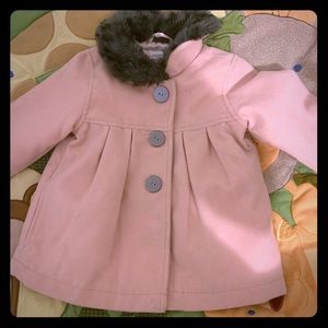 Girls. Pink Pea Coat. With fur.